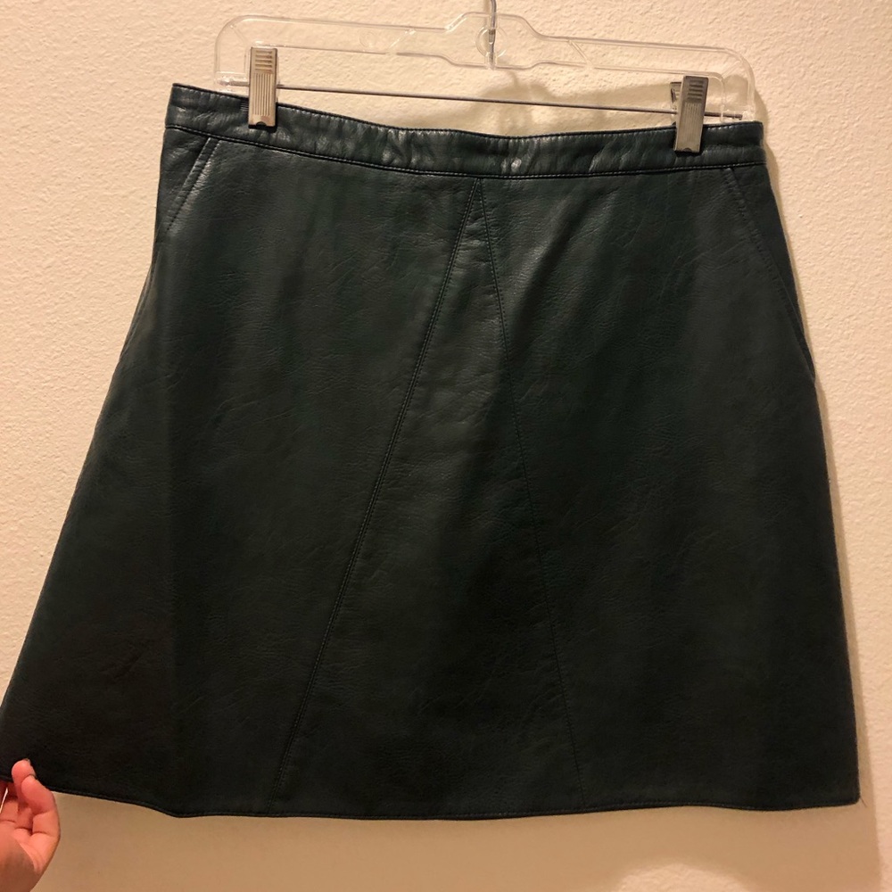dark green pleather skirt- zara